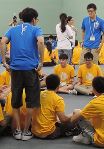 Student playing group games